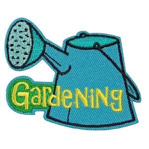 Girl Scouts Gardening Iron-on Patch Badge Blue Watering Can GSA New S 2562